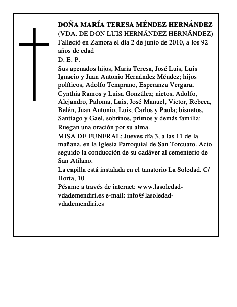 Doña María Teresa Méndez Hernández