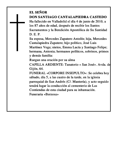 Don Santiago Cantalapiedra Castedo