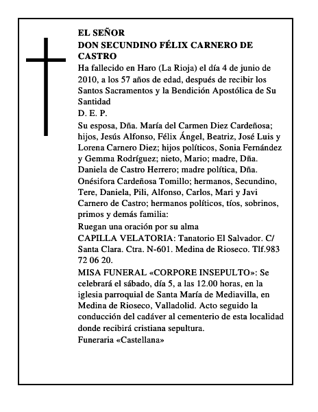 Don Secundino Félix Carnero de Castro