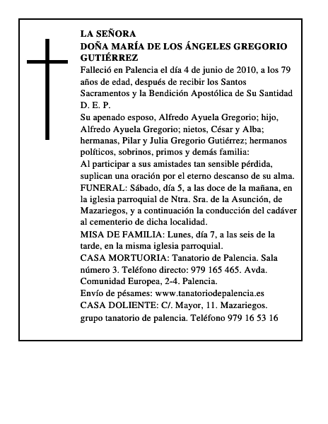 Doña María de los Ángeles Gregorio Gutiérrez