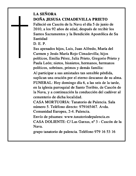 Doña Jesusa Cimadevilla Prieto