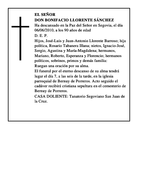 Don Bonifacio Llorente Sánchez