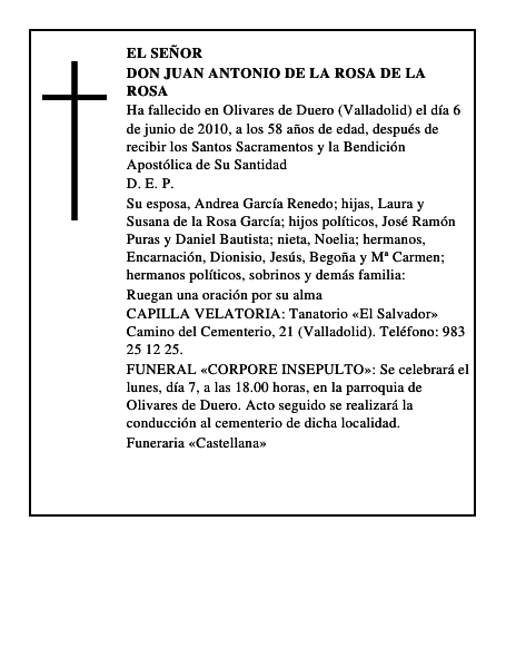 Don Juan Antonio de la Rosa de la Rosa
