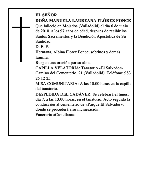 Doña Manuela Laureana Flórez Ponce