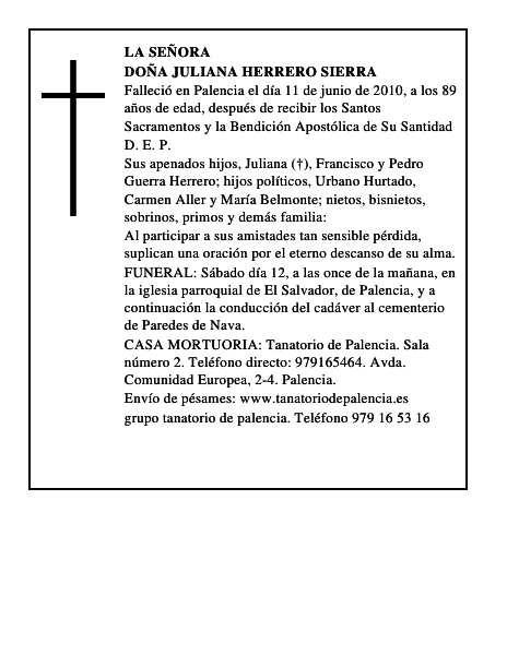 Doña Juliana Herrero Sierra