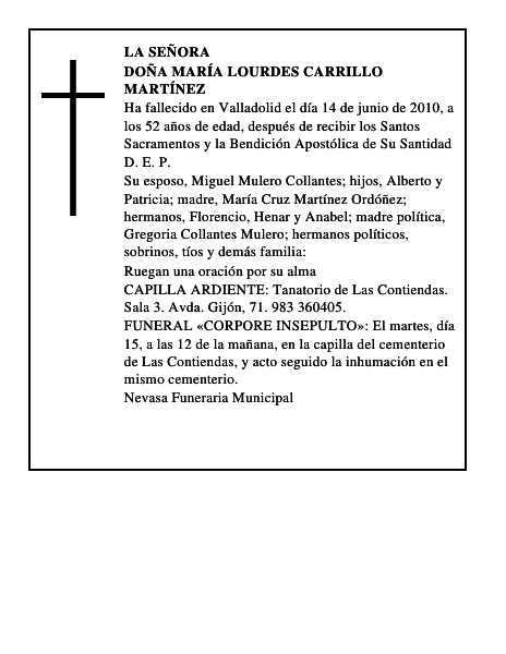 Doña María Lourdes Carrillo Martínez