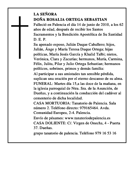 Doña Rosalia Ortega Sebastian