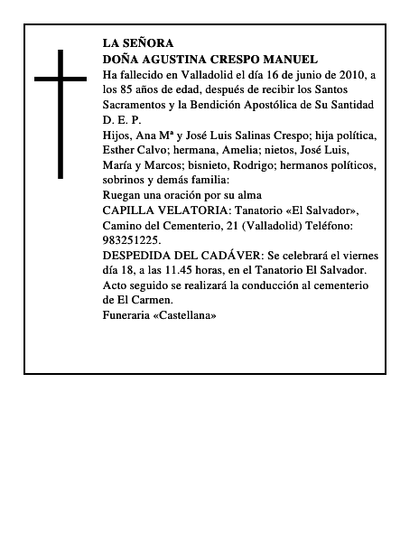 Doña Agustina Crespo Manuel