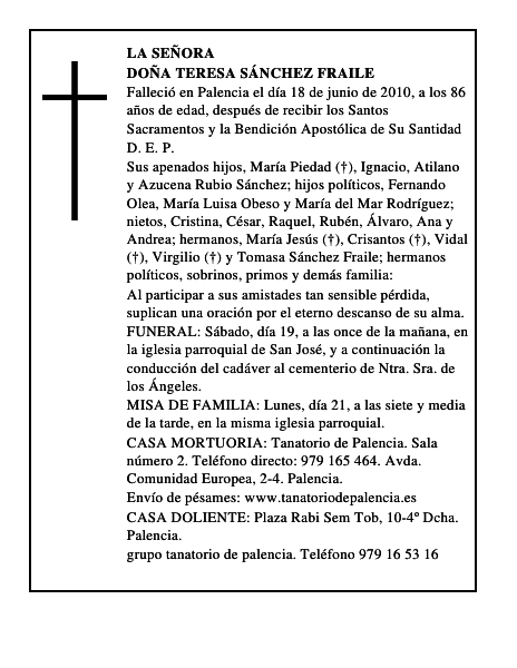 Doña Teresa Sánchez Fraile