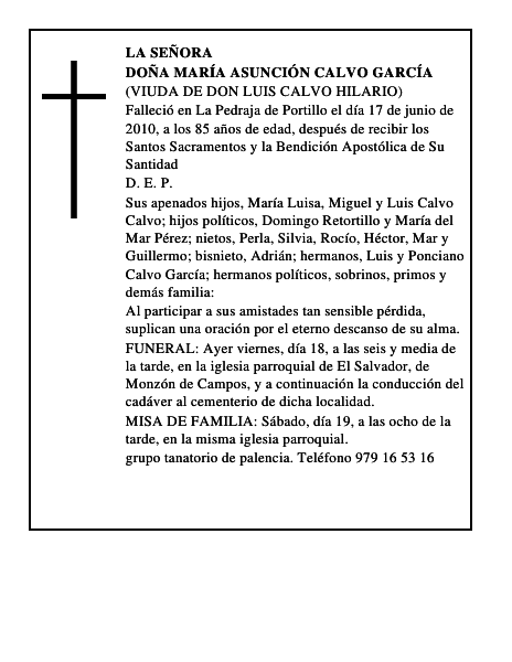 Doña María Asunción Calvo García