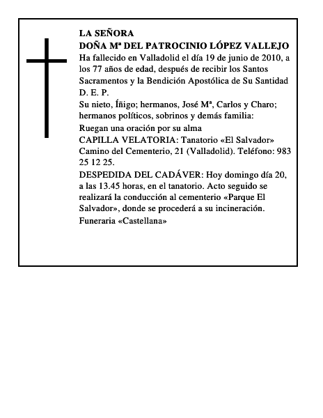 Doña Mª del Patrocinio López Vallejo