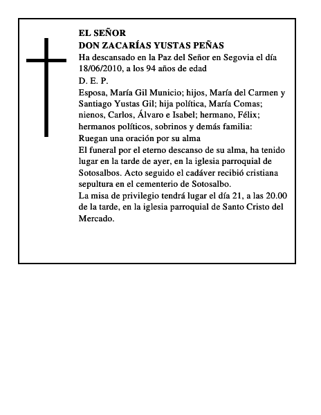 Don Zacarías Yustas Peñas