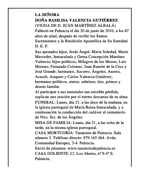 Doña Basilisa Valencia Gutiérrez