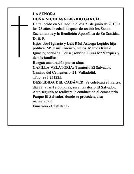 Doña Nicolasa Legido García