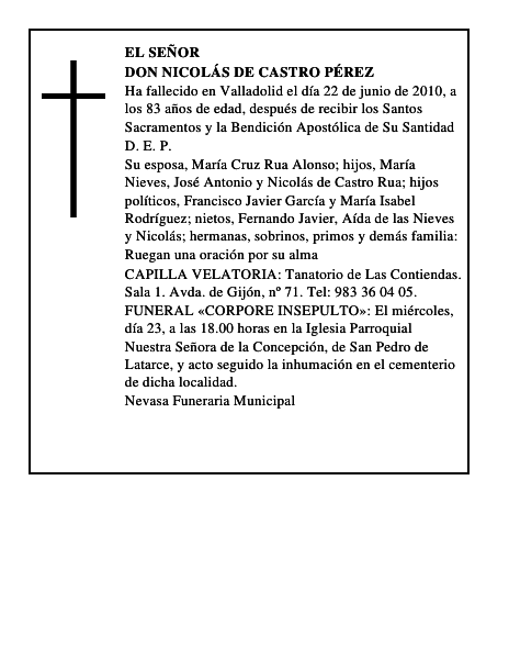 Don Nicolás de Castro Pérez