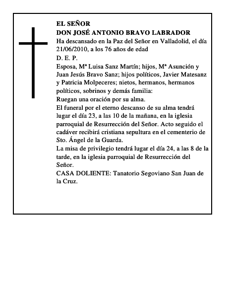 Don José Antonio Bravo Labrador