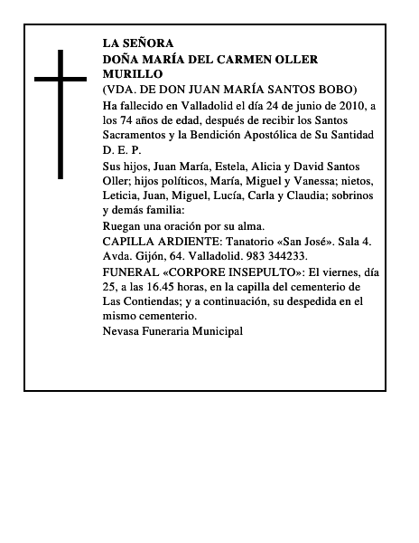Doña María del Carmen Oller Murillo
