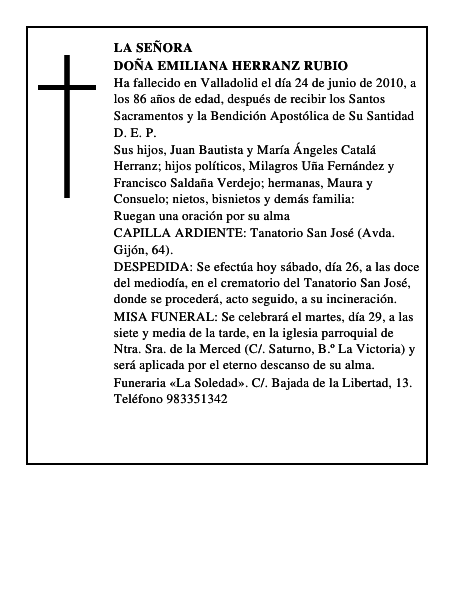 Doña Emiliana Herranz Rubio