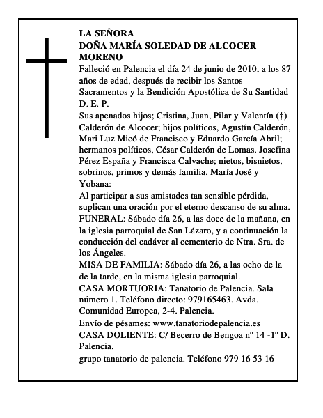 Doña María Soledad de Alcocer Moreno