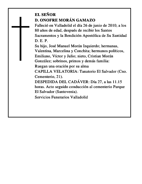 D. Onofre Morán Gamazo
