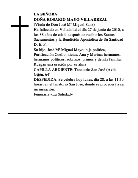 Doña Rosario Mayo Villarreal