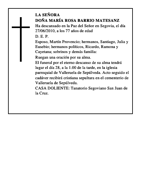 Doña María Rosa Barrio Matesanz