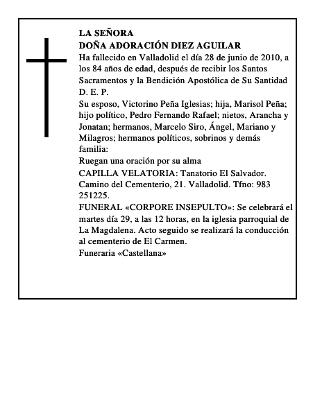 Doña Adoración Diez Aguilar