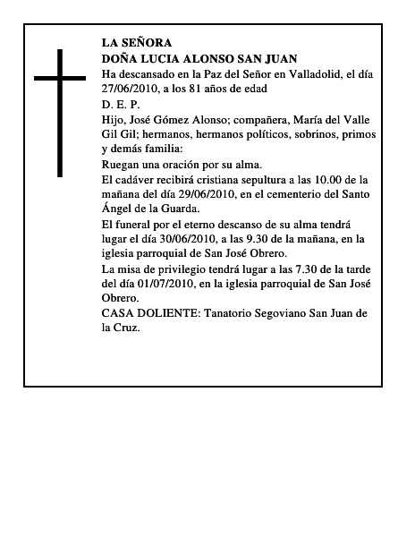 Doña Lucia Alonso San Juan