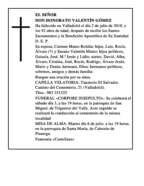 Don Honorato Valentín Gómez
