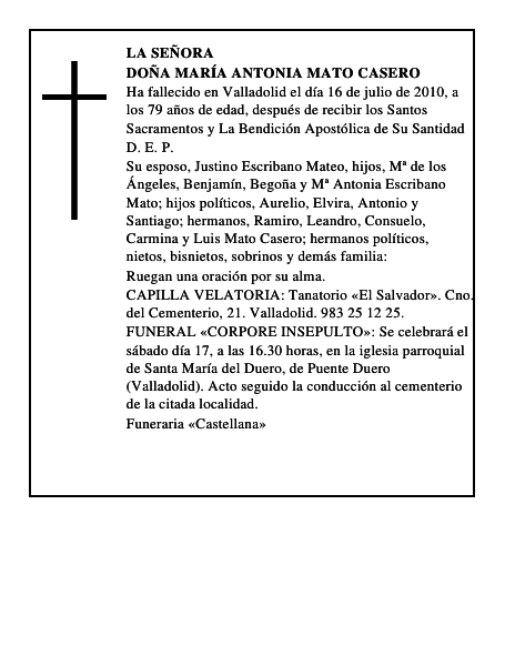 Doña María Antonia Mato Casero