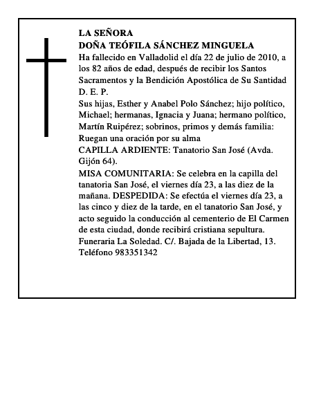 Doña Teófila Sánchez Minguela