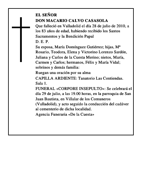 Don Macario Calvo Casasola