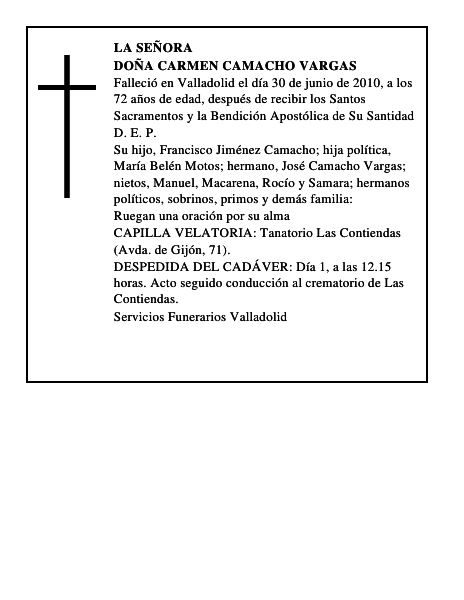 Doña Carmen Camacho Vargas
