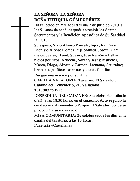Doña Eutiquia Gómez Pérez