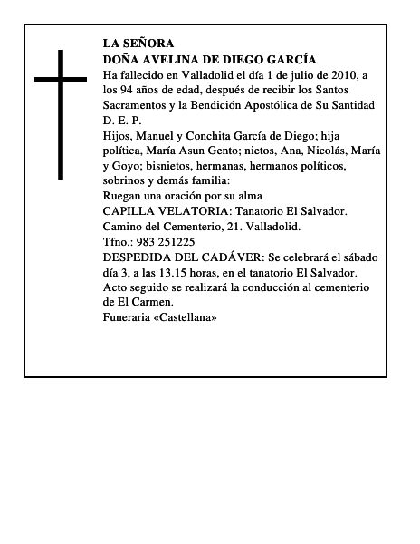 Doña Avelina de Diego García