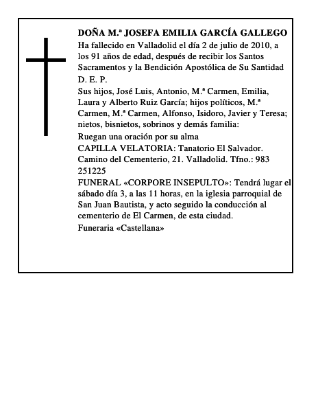 Doña M.ª Josefa Emilia García Gallego