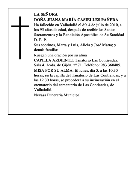 Doña Juana María Casielles Pañeda