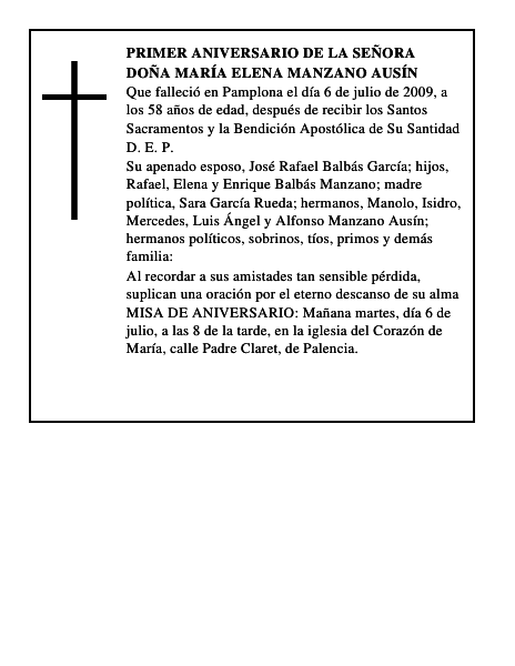 Doña María Elena Manzano Ausín