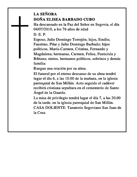 Doña Elisea Barbado Cubo
