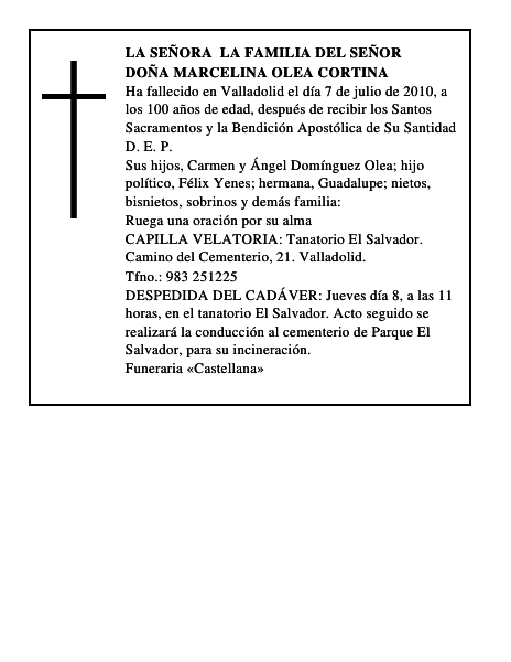 Doña Marcelina Olea Cortina