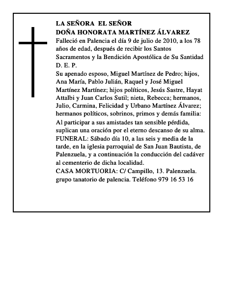 Doña Honorata Martínez Álvarez