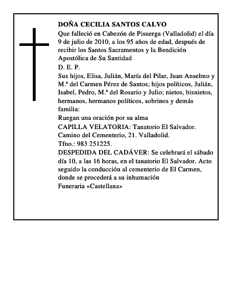 Doña Cecilia Santos Calvo