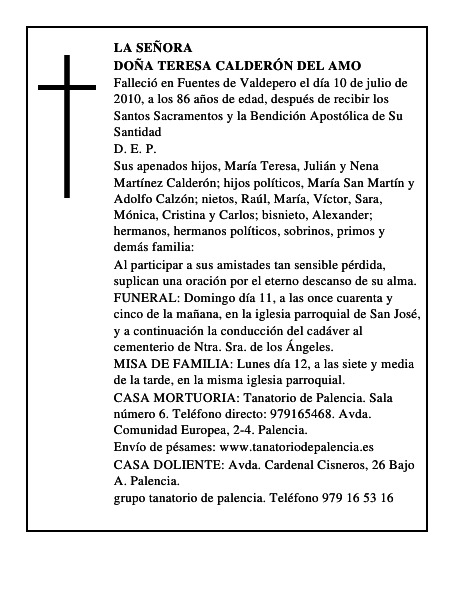 Doña Teresa Calderón del Amo