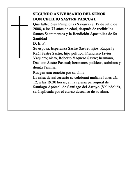 Don Cecilio Sastre Pascual