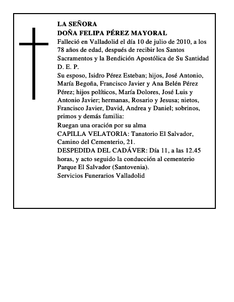 Doña Felipa Pérez Mayoral