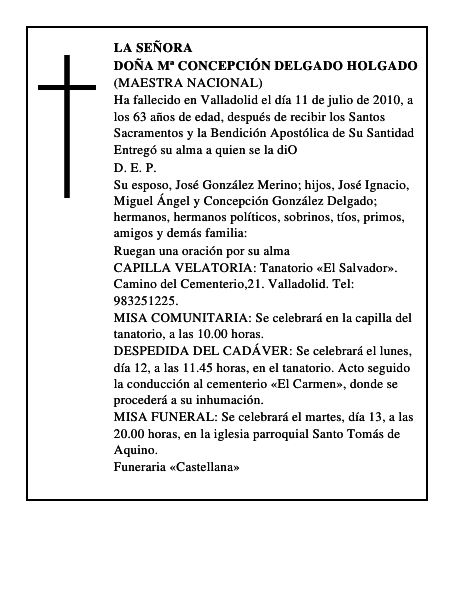 Doña Mª Concepción Delgado Holgado