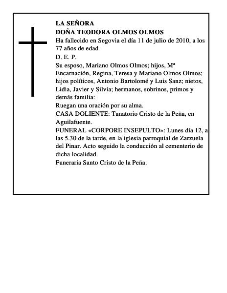 Doña Teodora Olmos Olmos