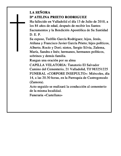 Dª Atilina Prieto Rodriguez