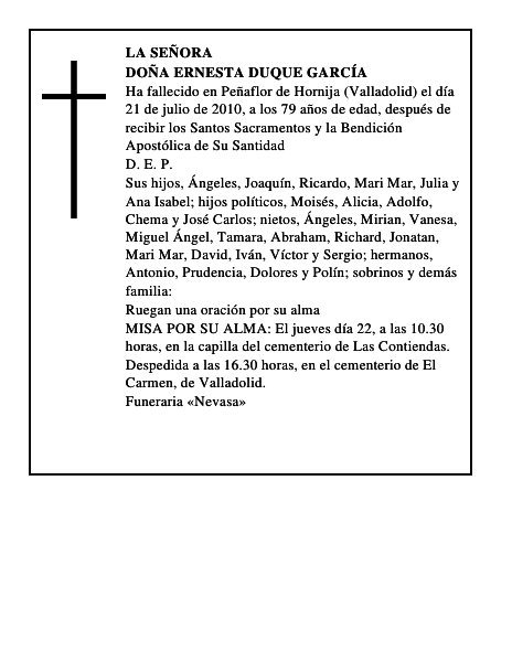 Doña Ernesta Duque García