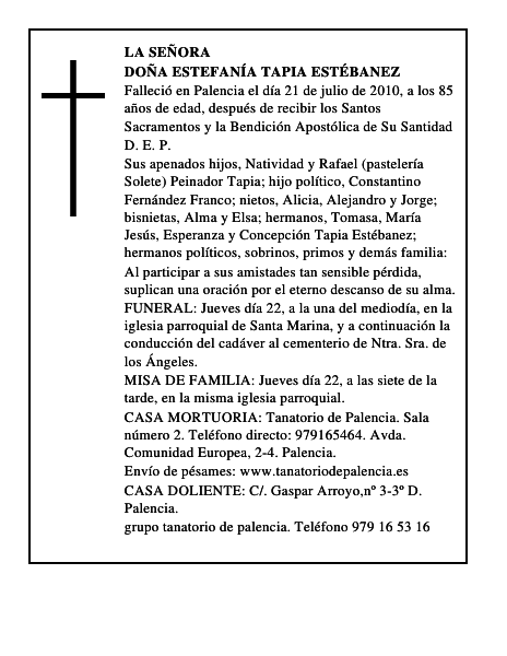 Doña Estefanía Tapia Estébanez